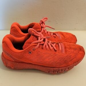 Woman's Under Armor Hovr Machina Illuminous Orange Athletic Shoes.
